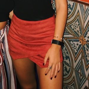 Burgundy suede skort
